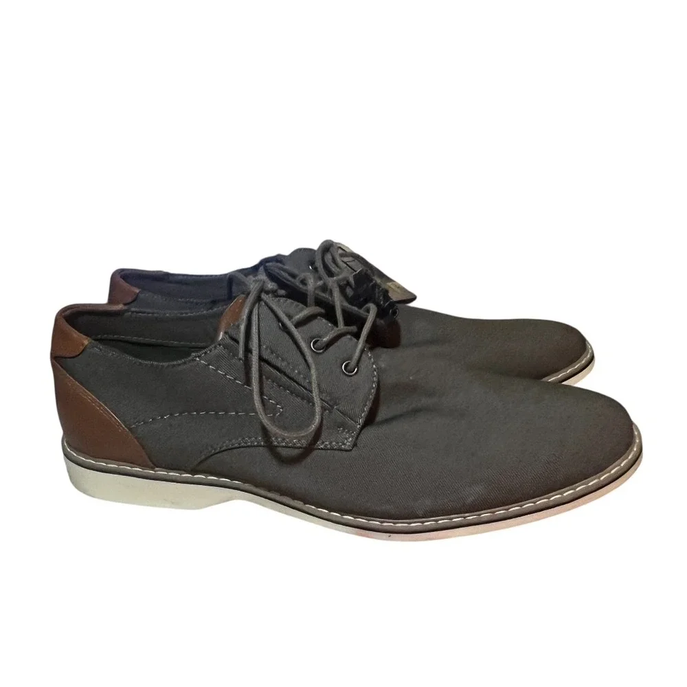 George Mens Dress‎ Shoes Size 12M Brown Fabric Upper Memory Foam Oxfords NEW